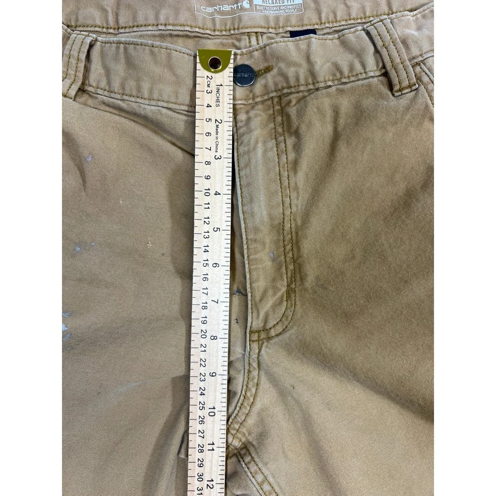 Carhartt Relaxed Fit Rugged Flex BN2517-M Canvas Work Pants Mens 40x30 Tan *Read